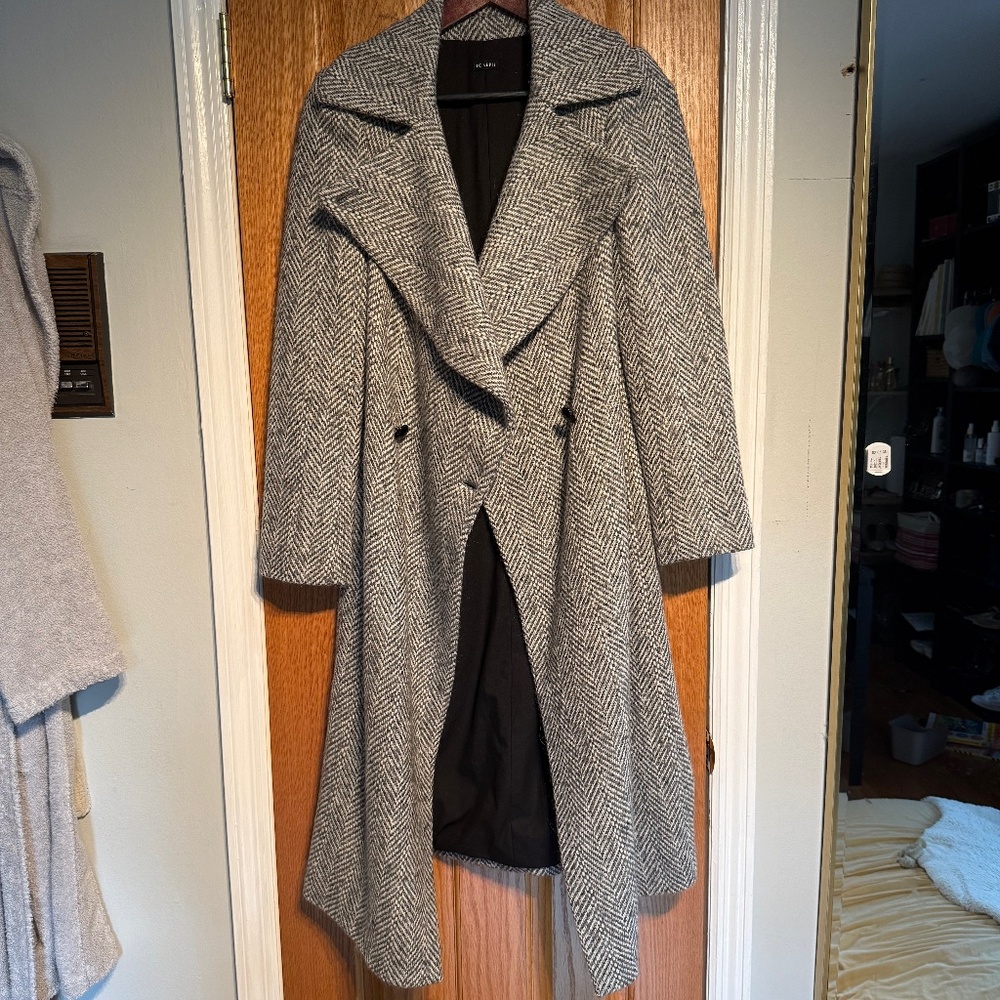 JOSEPH 36 virgin wool herringbone Peacoat Coat Pea Coat